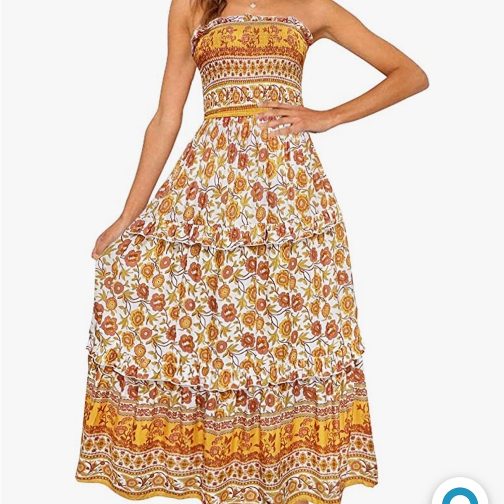 Strapless boho maxi dress